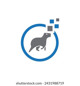 capybaras logo design vector template