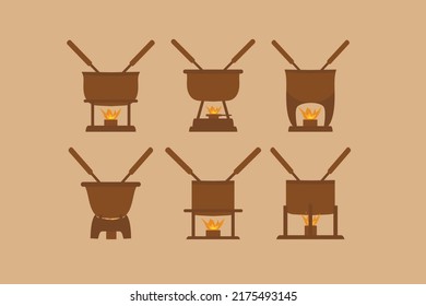 caquelon fondue food design modern flat vector illustration