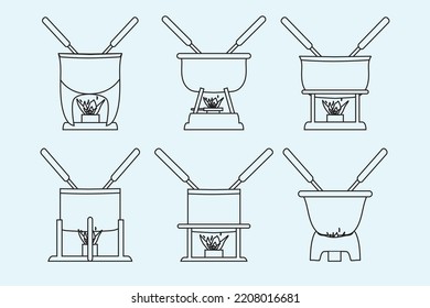 caquelon fondue food design modern flat vector isolated illustration
