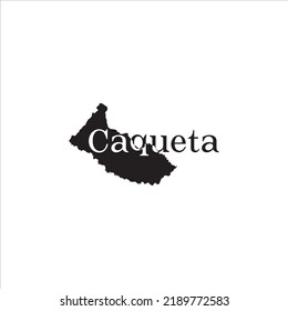 Caqueta map and black lettering design on white background