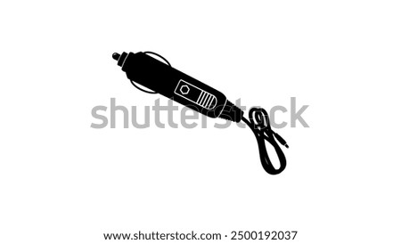 car 12 volt plug for auto, black isolated silhouette