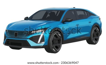 car 3d design modern blue modern hybrid power future civic  electric engine art vector template isolated on white background