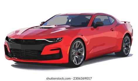 car 3d render realistic red American USA new model design modern art vector template isolated on white background svg