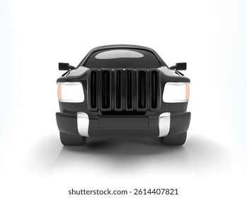 car 3d vector illustration, Front View of Black SUV 3d Illustration