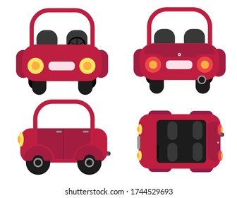 Car From 4 Angles Illustrations In Flat Design