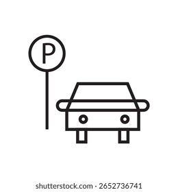 car 4 wheeler parking icon outline vector editable stroke eps