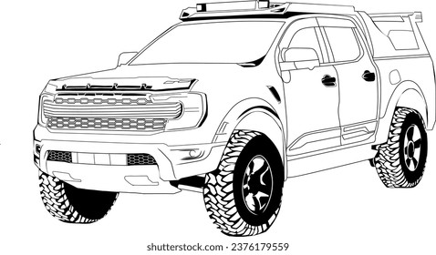 Car 4x4 4wd lineart style 