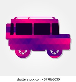 Car 4x4 with a colored triangles forming a gradient, purple to pink.

