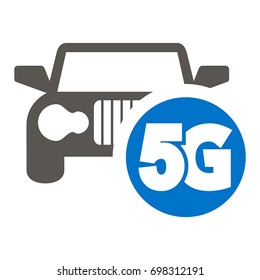 Car 5G Icon Vector. Auto Wireless Connected Technology Illustration.