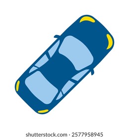 car from above isolated on white background, top view