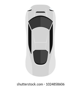 Car from above, top view. Cute cartoon car with shadows. Modern urban civilian vehicle. One of the collection or set. Simple icon or logo. Realistic design. Flat style vector illustration.