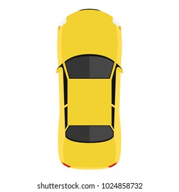 Car from above, top view. Cute cartoon car with shadows. Modern urban civilian vehicle. One of the collection or set. Simple icon or logo. Realistic design. Flat style vector illustration.