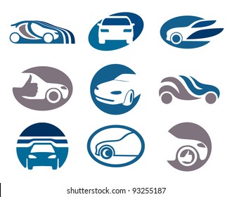 Car. Abstract element set of sign templates. Also as emblem.