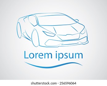Car abstract lines design concept. Repair services icon. Creative stylish trendy concept.