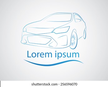 Car abstract lines design concept. Repair services icon. Creative stylish trendy concept.