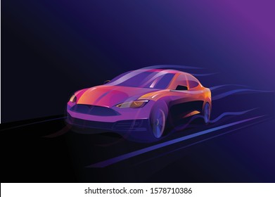 Car abstract neon light effect vector