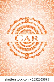 Car  abstract orange mosaic emblem with background