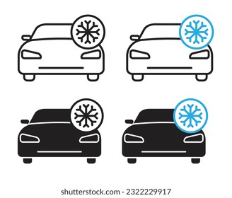 Car ac or air conditioning icon set. Ac repair service vector symbol. Car ventilation system icon set.