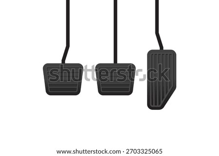 Car Accelerator, Brake and clutch pedal vector illustration on white background.