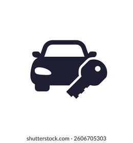 car access icon with a key, pictogram on white