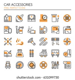 Car Accessories Elements , Thin Line and Pixel Perfect Icons