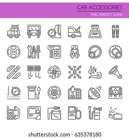 Car Accessories Elements , Thin Line and Pixel Perfect Icons