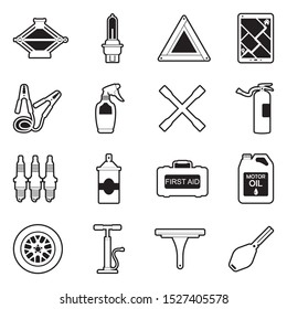 Car Accessories Icons. Line With Fill Design. Vector Illustration.