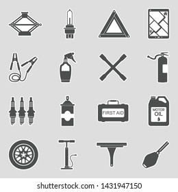 Car Accessories Icons. Sticker Design. Vector Illustration.