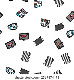car accessories seat cover vector seamless pattern thin line illustration