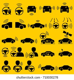 Car accessory navigation system icons outline vector 