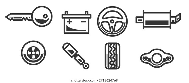 Ilustración de iconos vectoriales de accesorios de coche