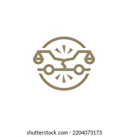 Car Accident Attorney Legal Justice Scale Logo Vector Icon Illustration