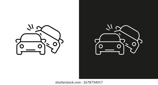 Car Accident, auto collision. Vector editable stroke icon.