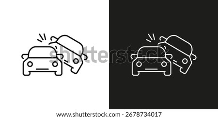 Car Accident, auto collision. Vector editable stroke icon.