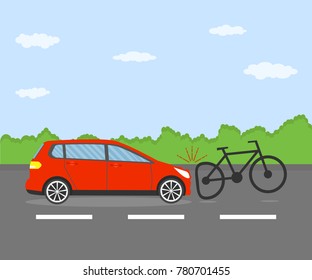 Car accident with bike. Vector illustration.