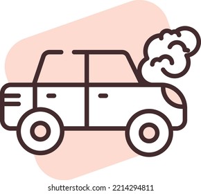 Car accident broken car, illustration, vector on white background.