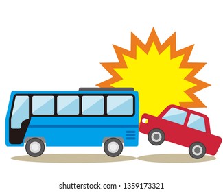 car accident with a bus icon vector illustration