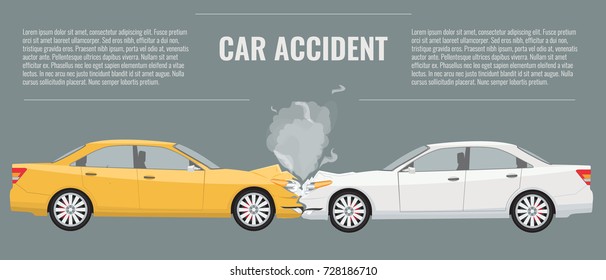 Car accident concept illustration. Flat and solid color vector