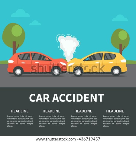 Car accident concept illustration. Vector infographic template.