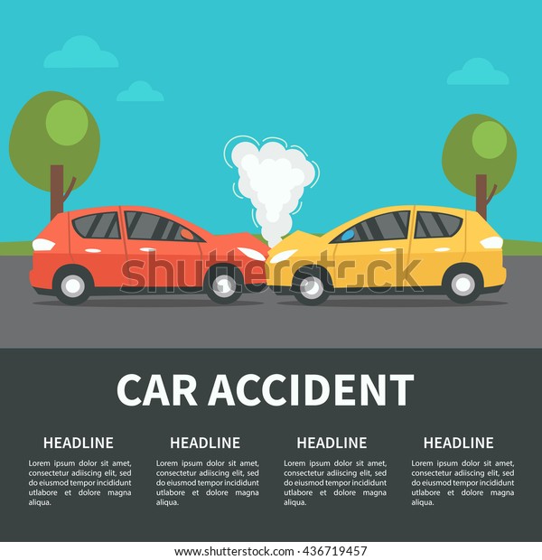 \
Car accident concept illustration. Vector\
infographic template.