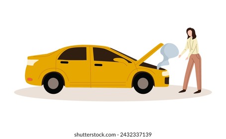 Car accident. Crash, collision at road traffic. Auto collision. Damaged vehicles, road accident collision