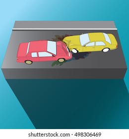 Car accident. Car crash. Flat 3d vector