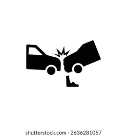 Car accident crash impact icon on white background for safety concept