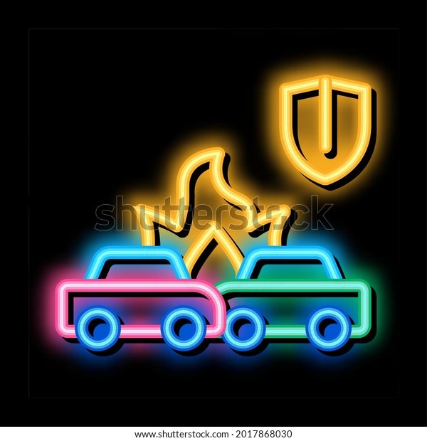 car accident crash insurance neon light sign\
vector. Glowing bright icon car accident crash insurance sign.\
transparent symbol\
illustration