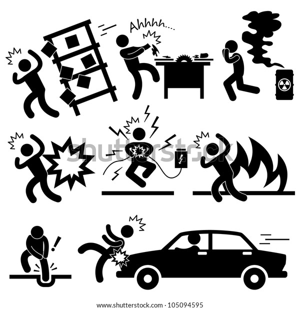 Car Accident Explosion Electrocuted Fire Danger\
Icon Symbol Sign Pictogram
