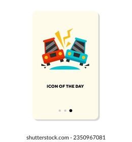 Car accident flat vector icon. Danger, automobile, crash isolated vector. Driving and transport concept. Vector illustration symbol elements for web design