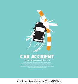 Car Accident With Footpath Vector Illustration