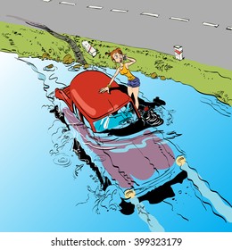 Car accident with girl driver