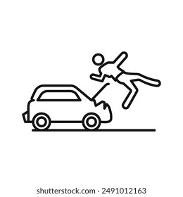 car Accident icon Black line art vector logo