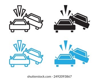 car Accident icon black and white vector outline sign